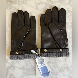 Portolano Men's Black 100% Genuine Leather Gloves with Knit Lining